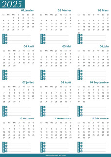 Calendrier 2025 avec Réalisations