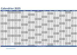 Calendrier 2025 au format Excel