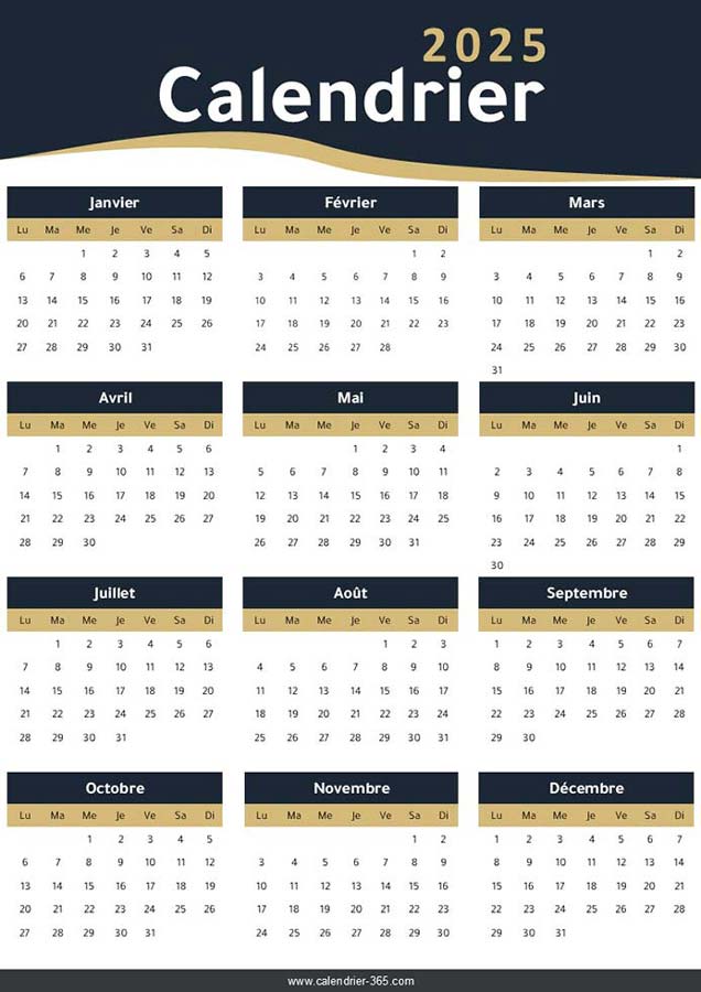 Calendrier 2025 Imprimable