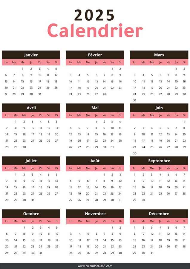 Calendrier 2025 Gratuit Sans Payer